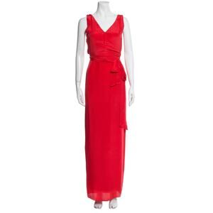 Azeeza Red Silk Wrap Maxi Dress Size S Designer Evening Gown